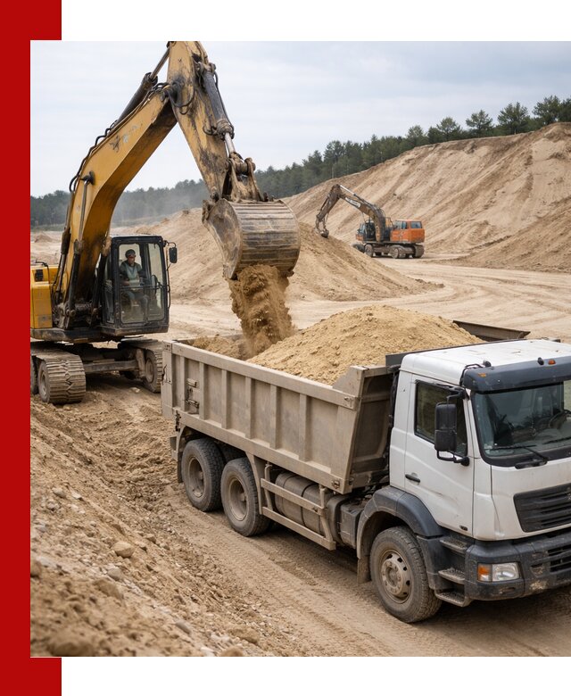 Доставка карьерного песка с самосвалами и разгрузкой в Ангарске