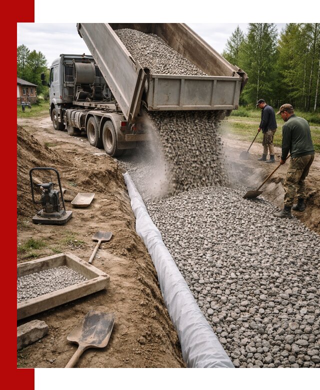 Гравий для дренажа с доставкой в Ангарске качественный и недорогой