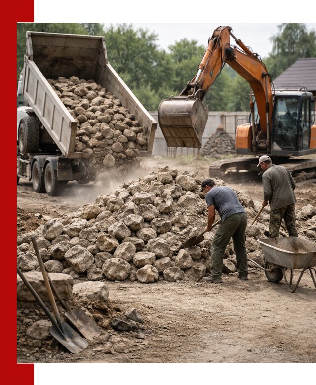 Доставка и разгрузка бутового камня в Ангарске