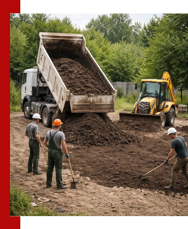Доставка и укладка грунта для выравнивания участка в Ангарске