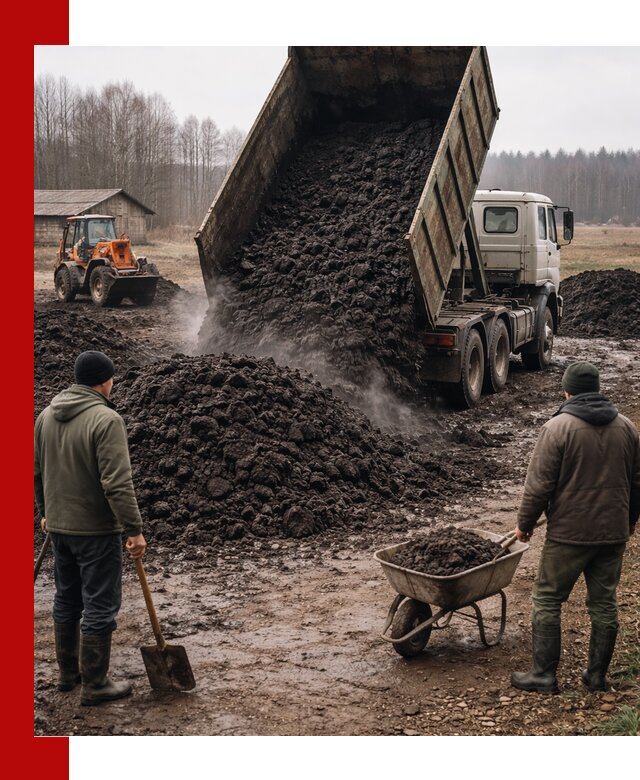 Доставка низинного торфа с разгрузкой и доставкой в Ангарске