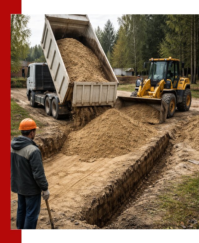 Доставка песчаного грунта в Ангарске для строительных работ