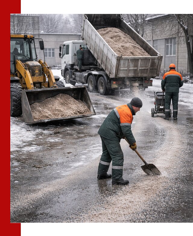 Реагент против гололеда с доставкой и нанесением в Ангарске