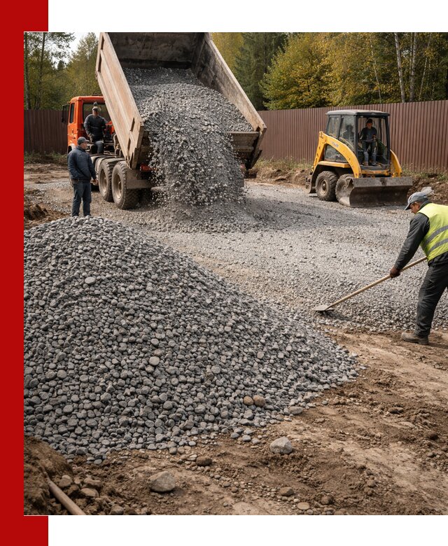 Отсыпка участка щебнем с доставкой и уплотнением в Ангарске